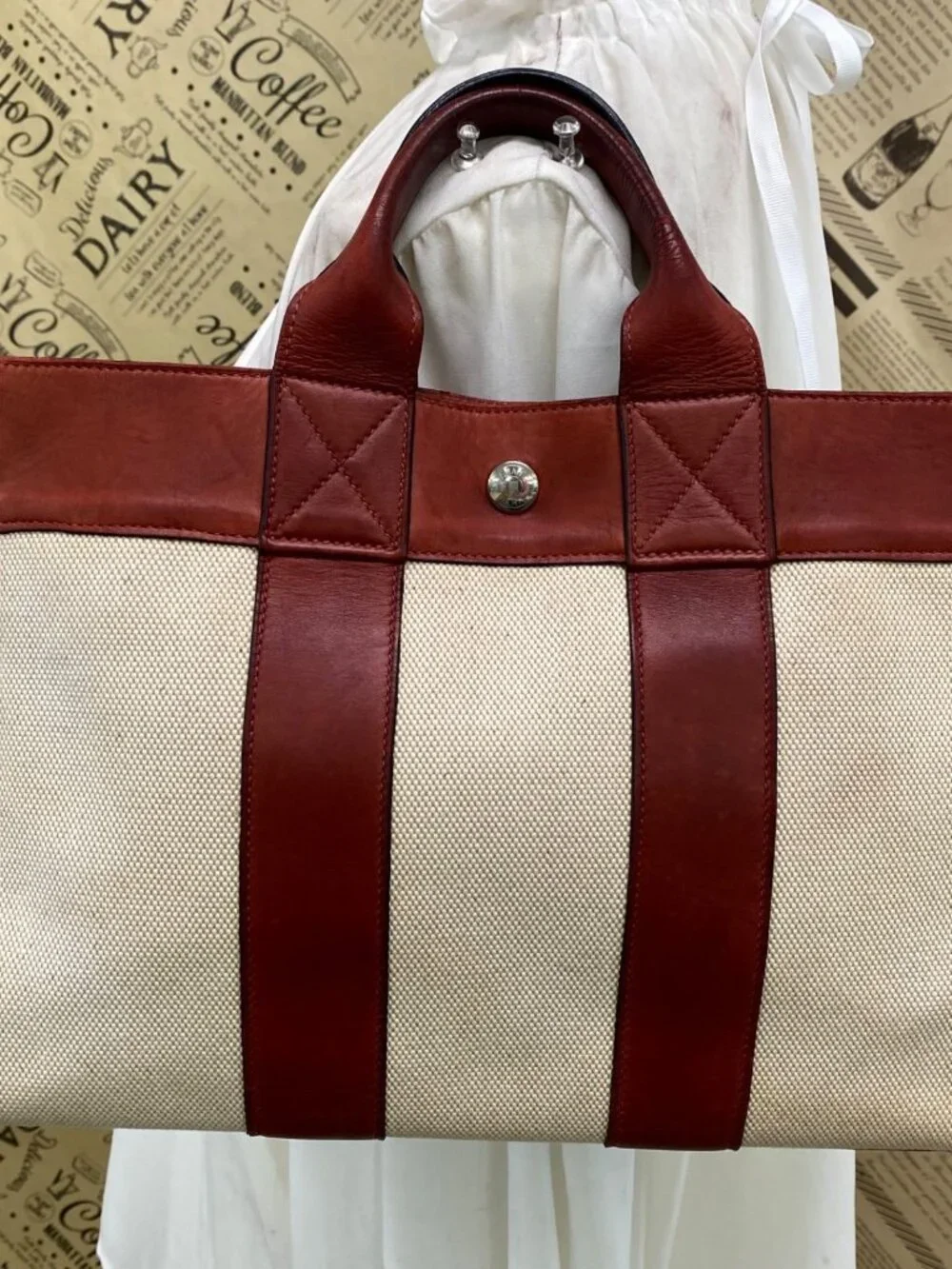 Hermes Handbag Fourre Tout PM Half Leather Tote Travel Business - Picture 1 of 12